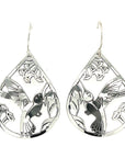 Earrings - Sterling Silver - Teardrop - Hummingbird