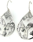 Earrings - Sterling Silver - Teardrop - Hummingbird