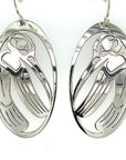 Earrings - Sterling Silver - Oval - Hummingbird