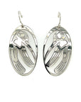 Earrings - Sterling Silver - Oval - Hummingbird