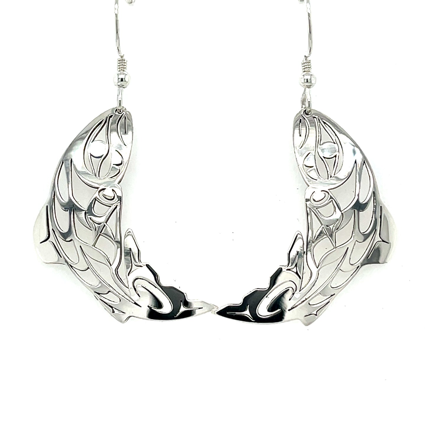 Earrings - Sterling Silver - Cutout - Salmon