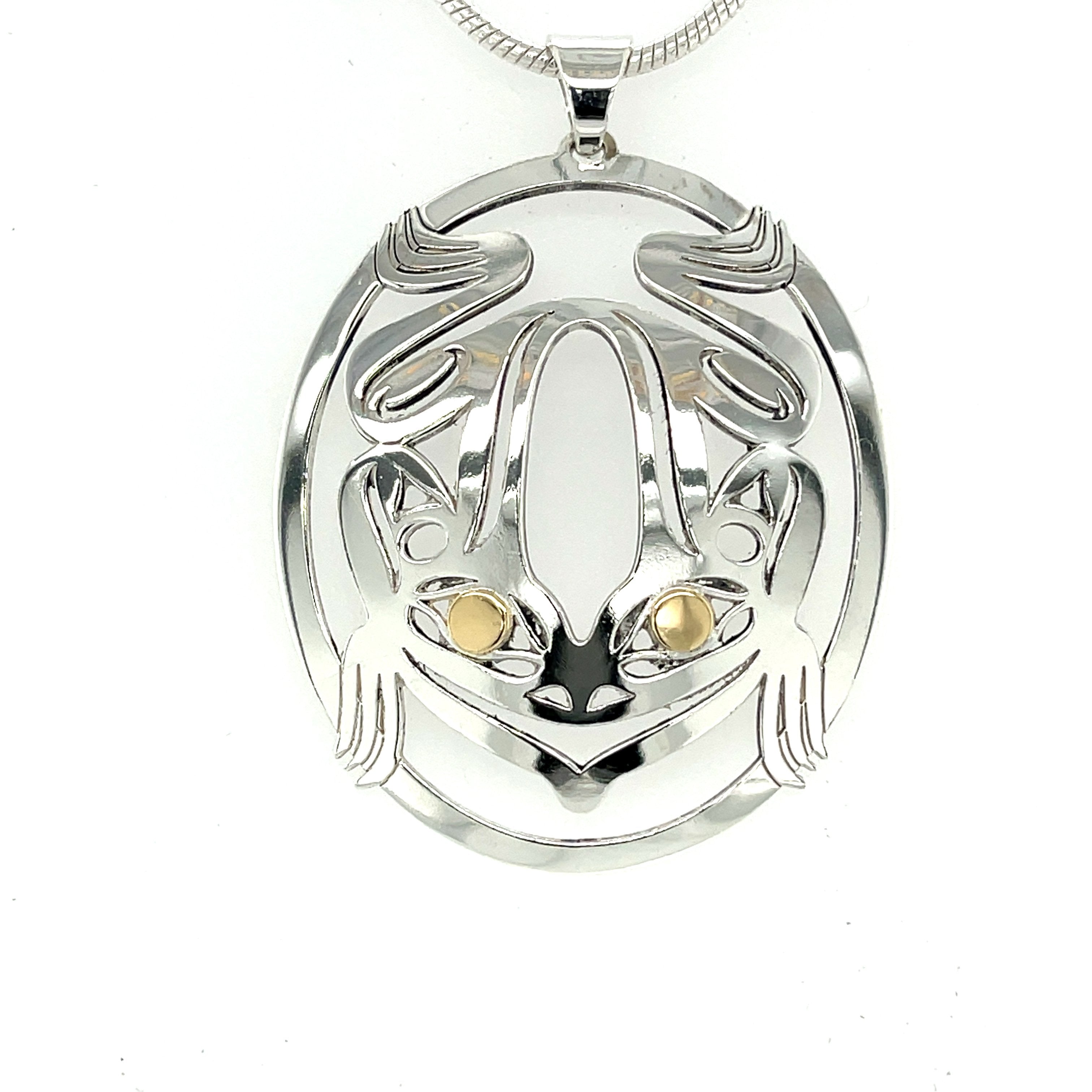 Pendant - Gold &amp; Silver - Oval - Frog