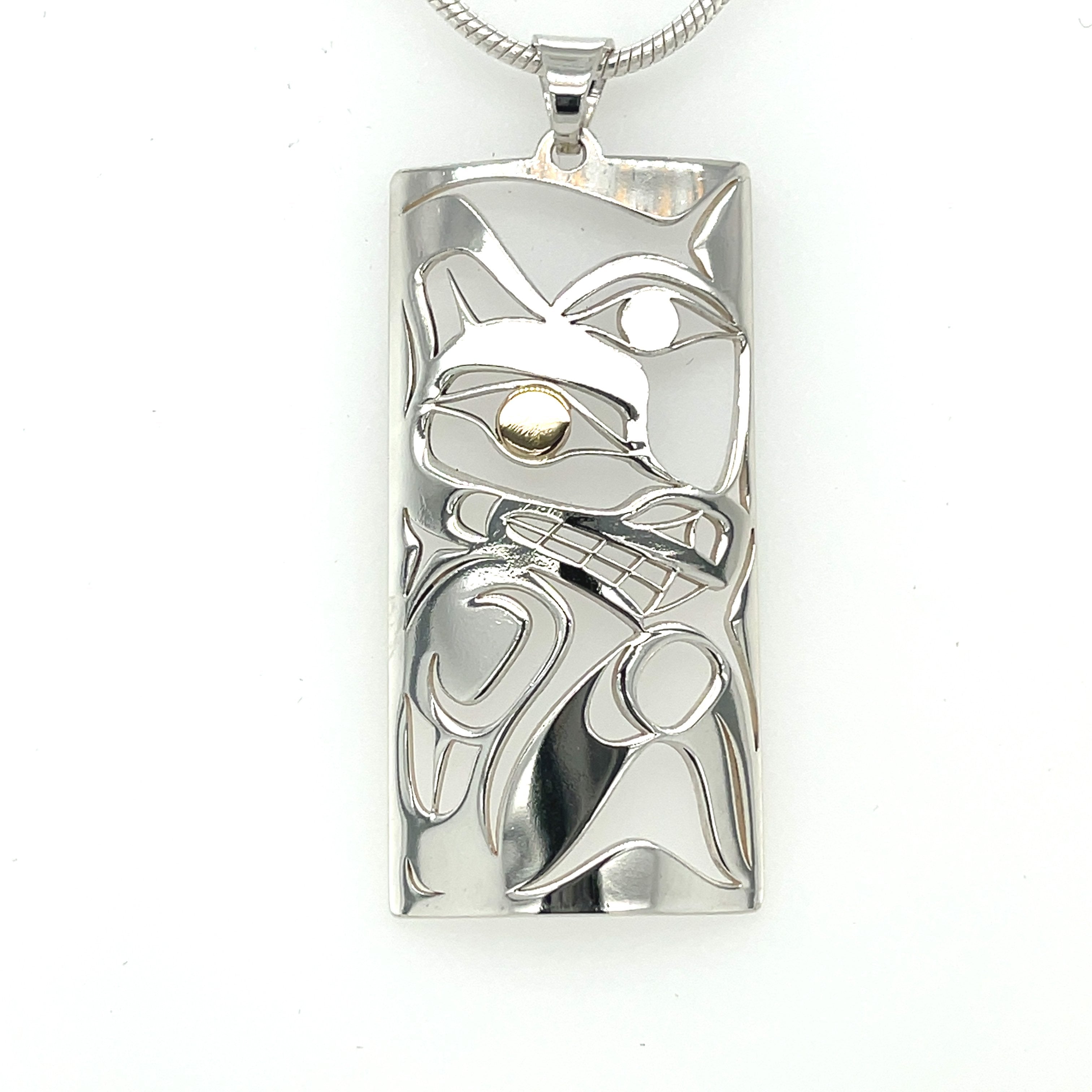 Pendant - Gold &amp; Silver - Rectangle - Wolf Moon