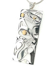 Pendant - Gold & Silver - Rectangle - Wolf & Raven