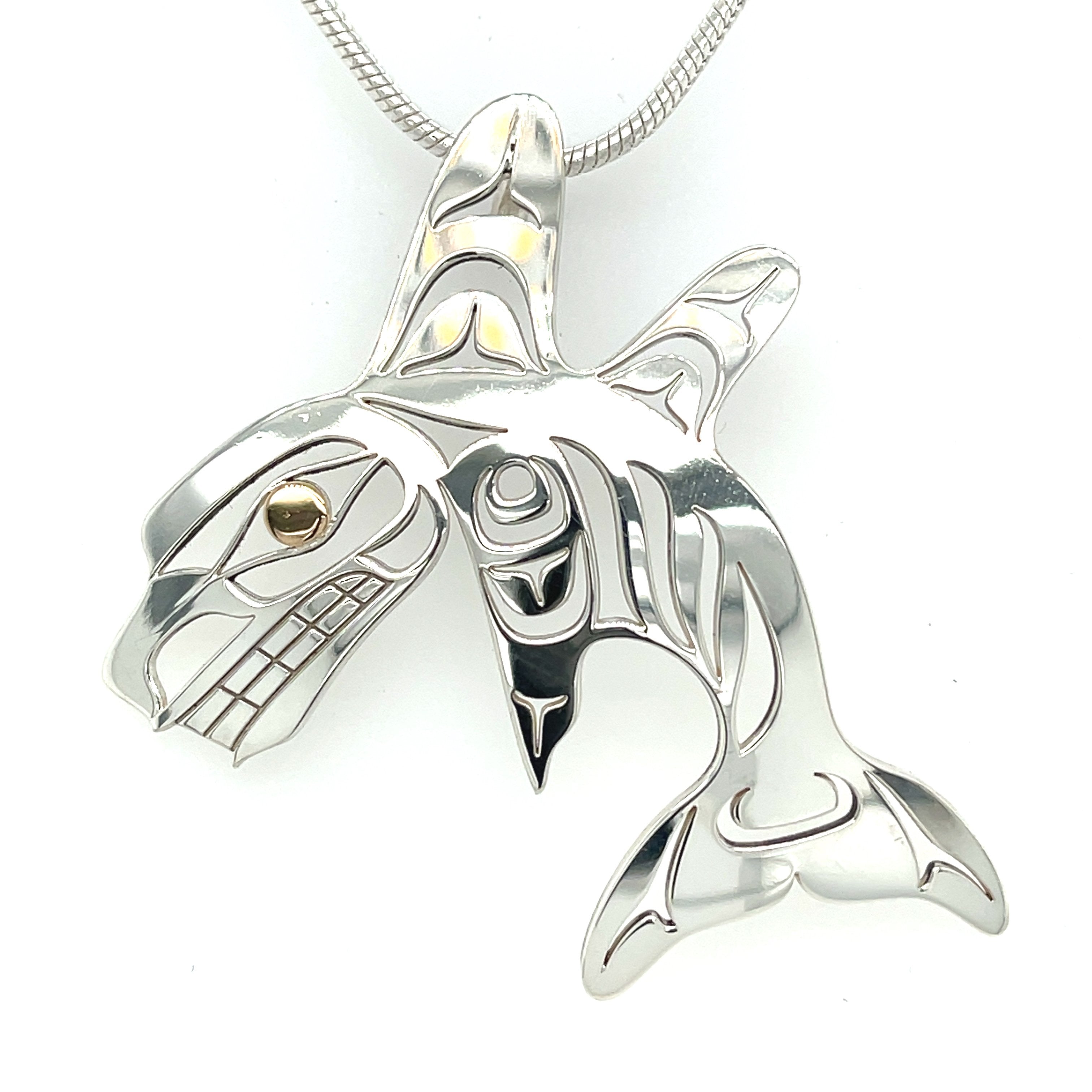 Pendant - Gold &amp; Silver - Cutout - Double Finned Orca