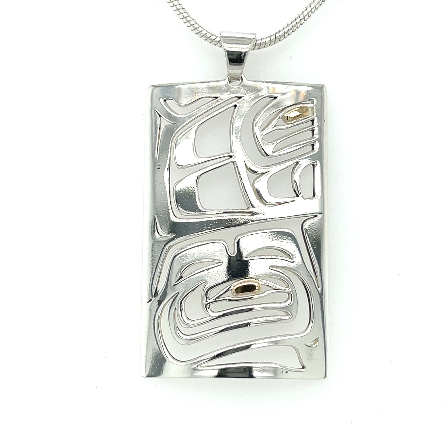 Pendant - Gold & Silver - Rectangle - Raven Box