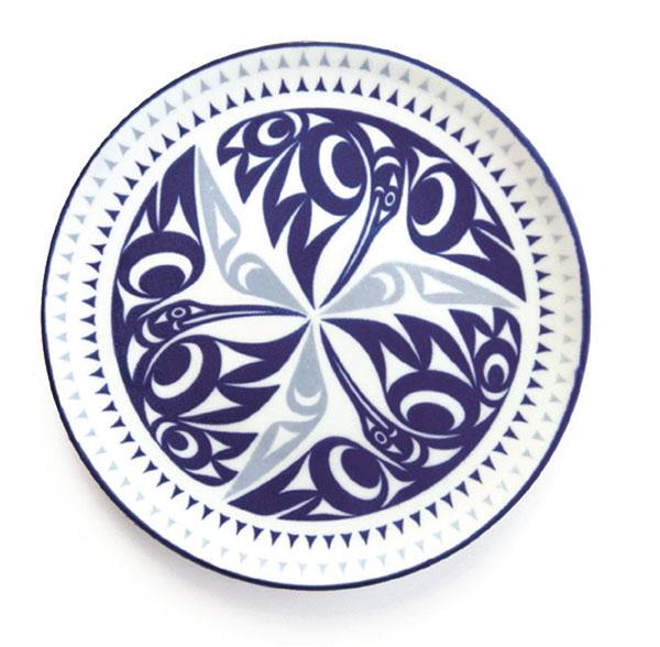 Plate - Porcelain - Hummingbird - Yellow & Blue