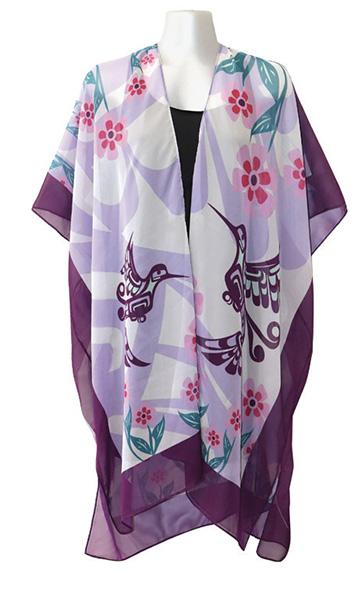 Sheer Wrap - Purple Hummingbirds