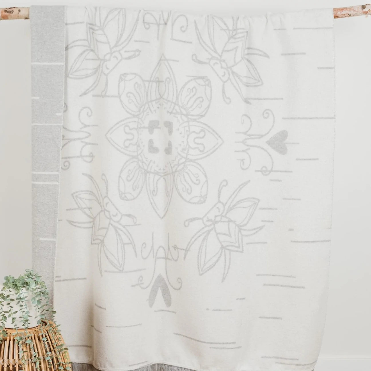 Blanket - Wool Blend - Eco-friendly - Birch Bark - Reversible