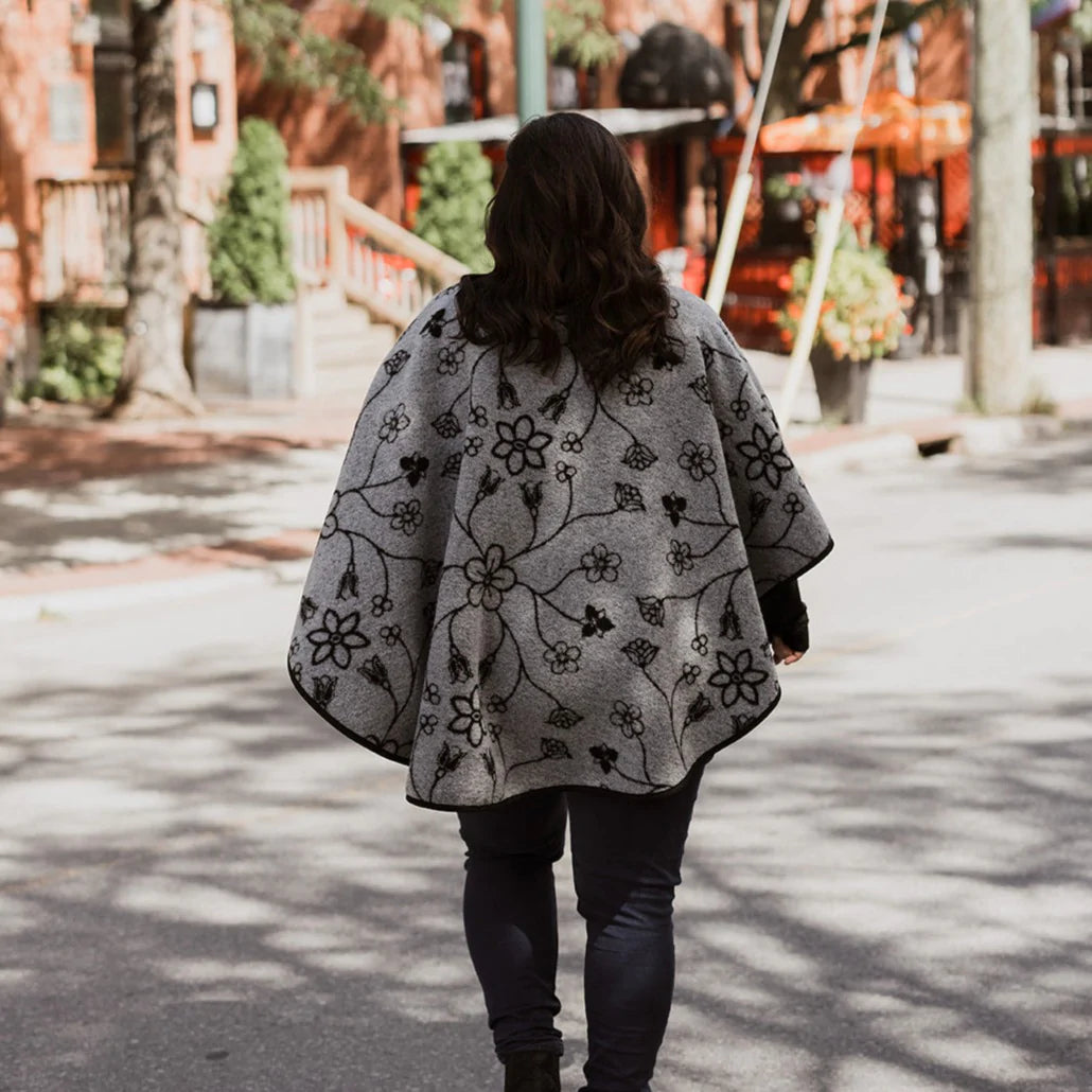 Shawl - Wool Blend - Eco-friendly - Fleurs - Reversible