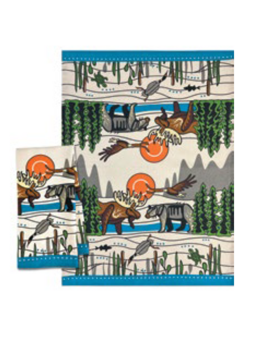 Tea Towel - Unbleached - All My Relatives (Indinawemaaganidag)