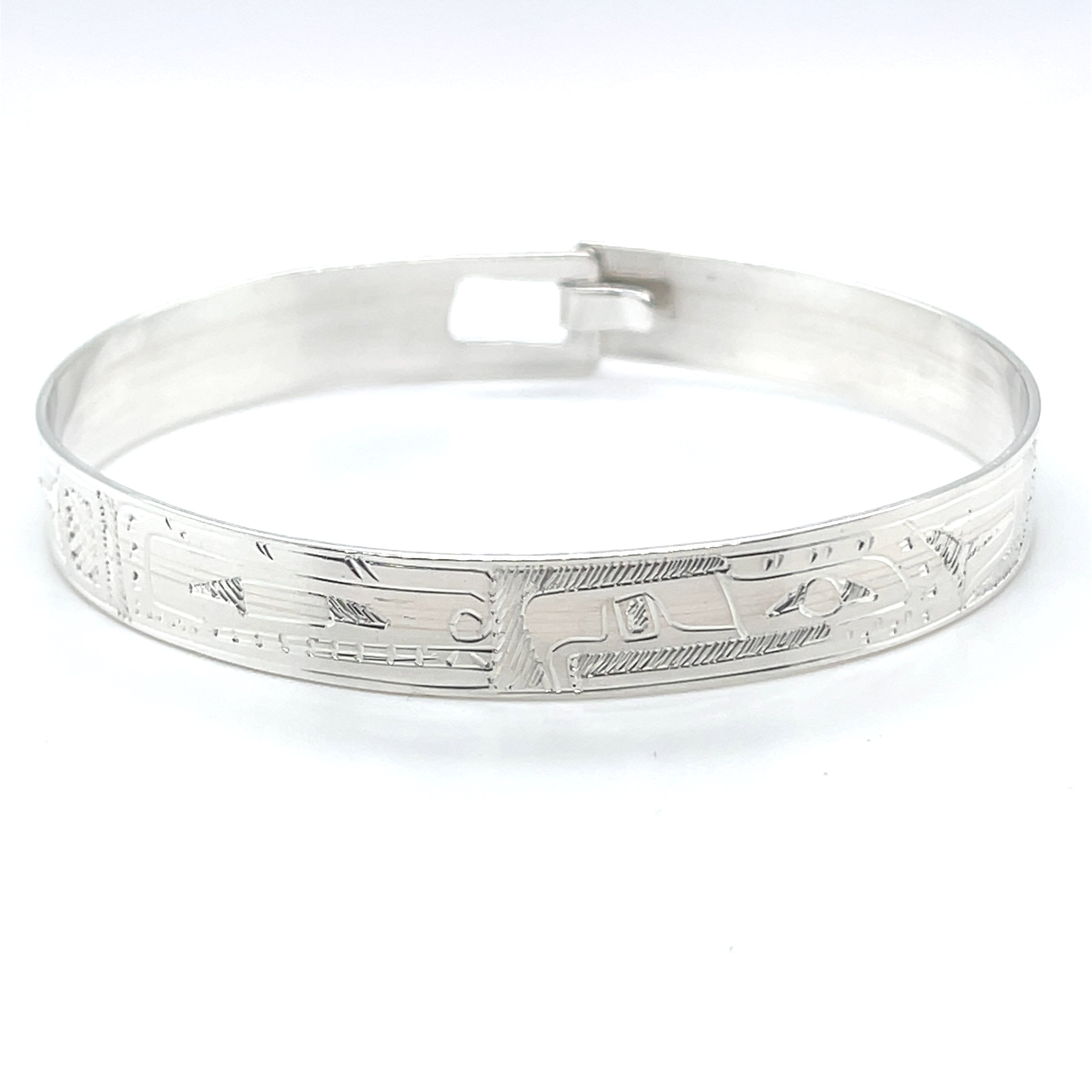 Bangle - Sterling Silver - 3/8&quot; - Orca &amp; Eagle