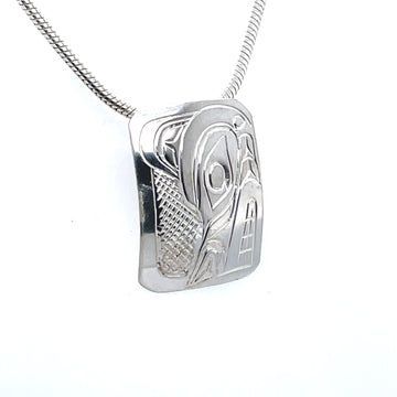 Pendant - Sterling Silver - Rectangle - Wolf