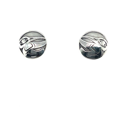 Earrings - Sterling Silver - Studs - Round - Hummingbird
