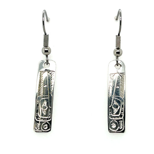 Earrings - Sterling Silver - Rectangle - Mini - Hummingbird