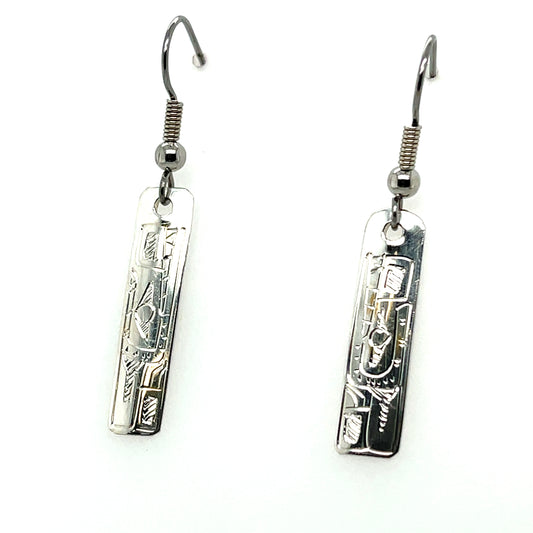 Earrings - Sterling Silver - Rectangle - Mini - Bear