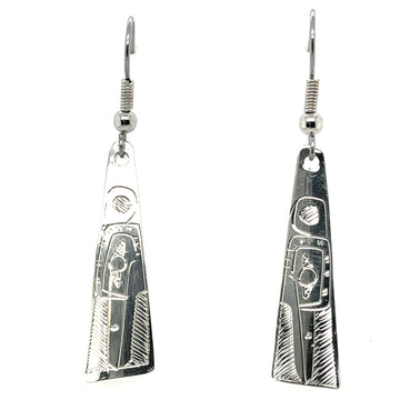 Earrings - Sterling Silver - Triangle - Hummingbird
