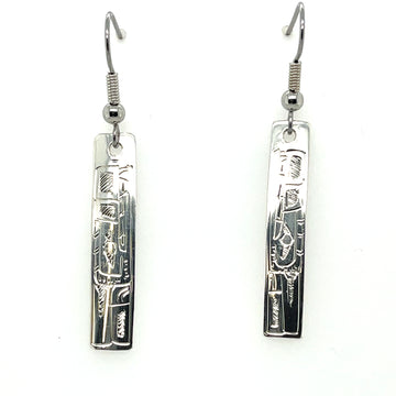 Earrings - Sterling Silver - Rectangle - Wolf