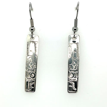 Earrings - Sterling Silver - Rectangle - Hummingbird
