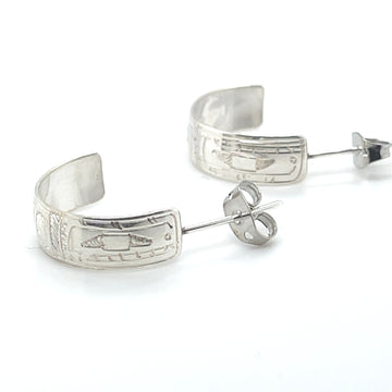 Earrings - Sterling Silver - Half Hoop - Orca