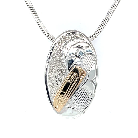 Pendant - Gold & Silver - Oval - Mini - Salmon