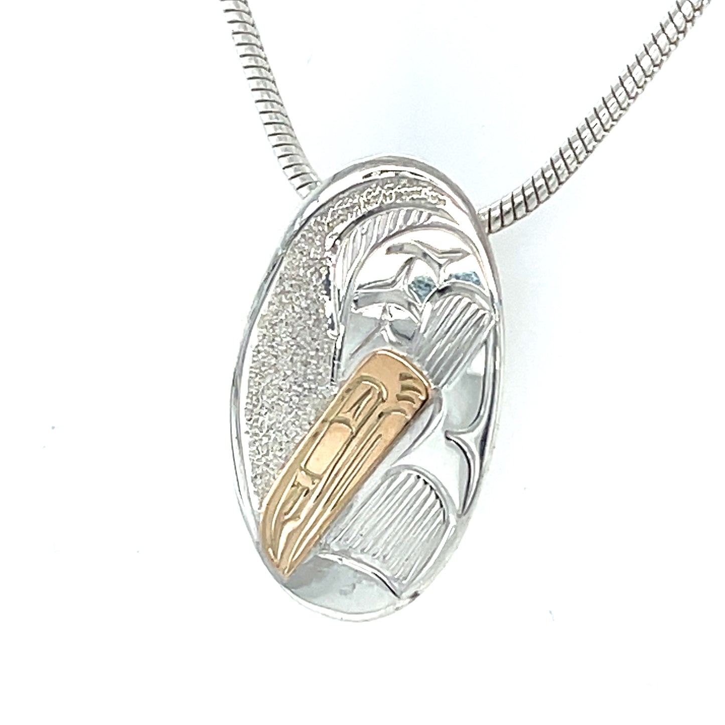Pendant - Gold & Silver - Oval - Mini - Salmon