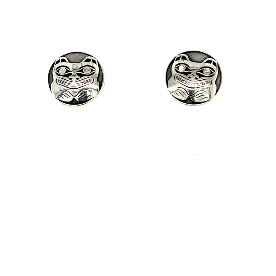 Earrings - Sterling Silver - Studs - Round - Bear