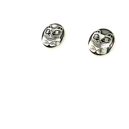 Earrings - Sterling Silver - Studs - Round - Bear