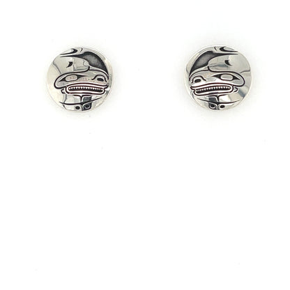 Earrings - Sterling Silver - Studs - Round - Orca