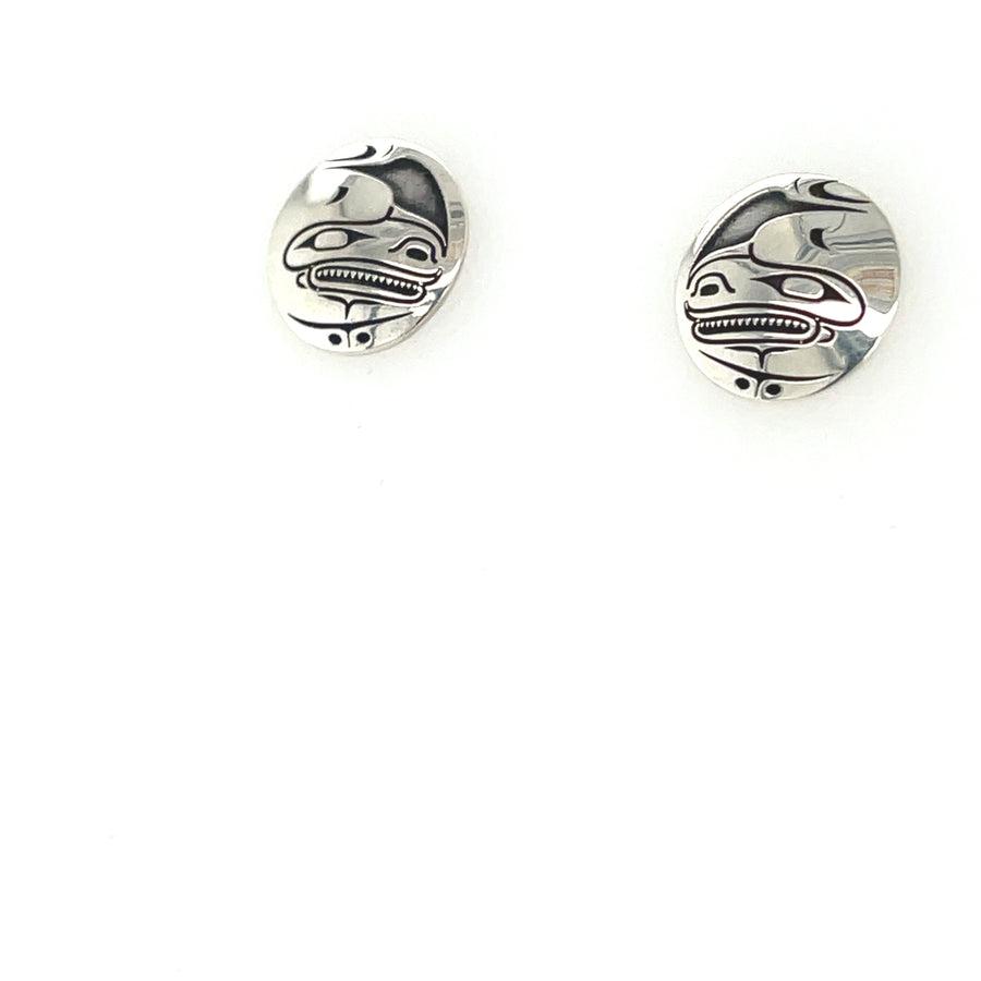 Earrings - Sterling Silver - Studs - Round - Orca