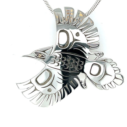 Pendant - Gold & Silver - Cutout - Woodpecker