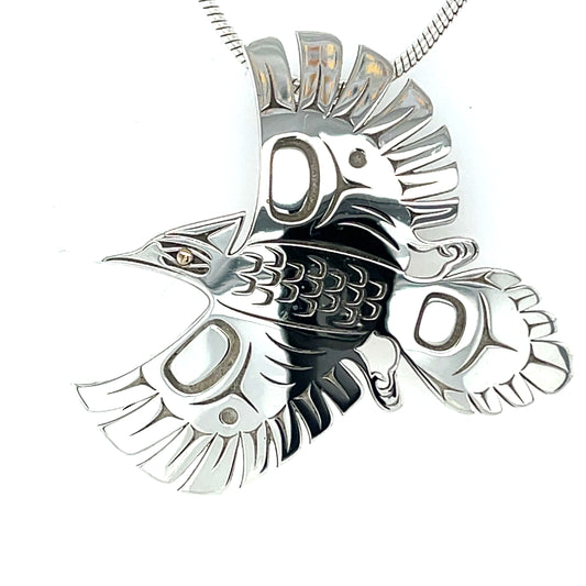 Pendant - Gold & Silver - Cutout - Woodpecker