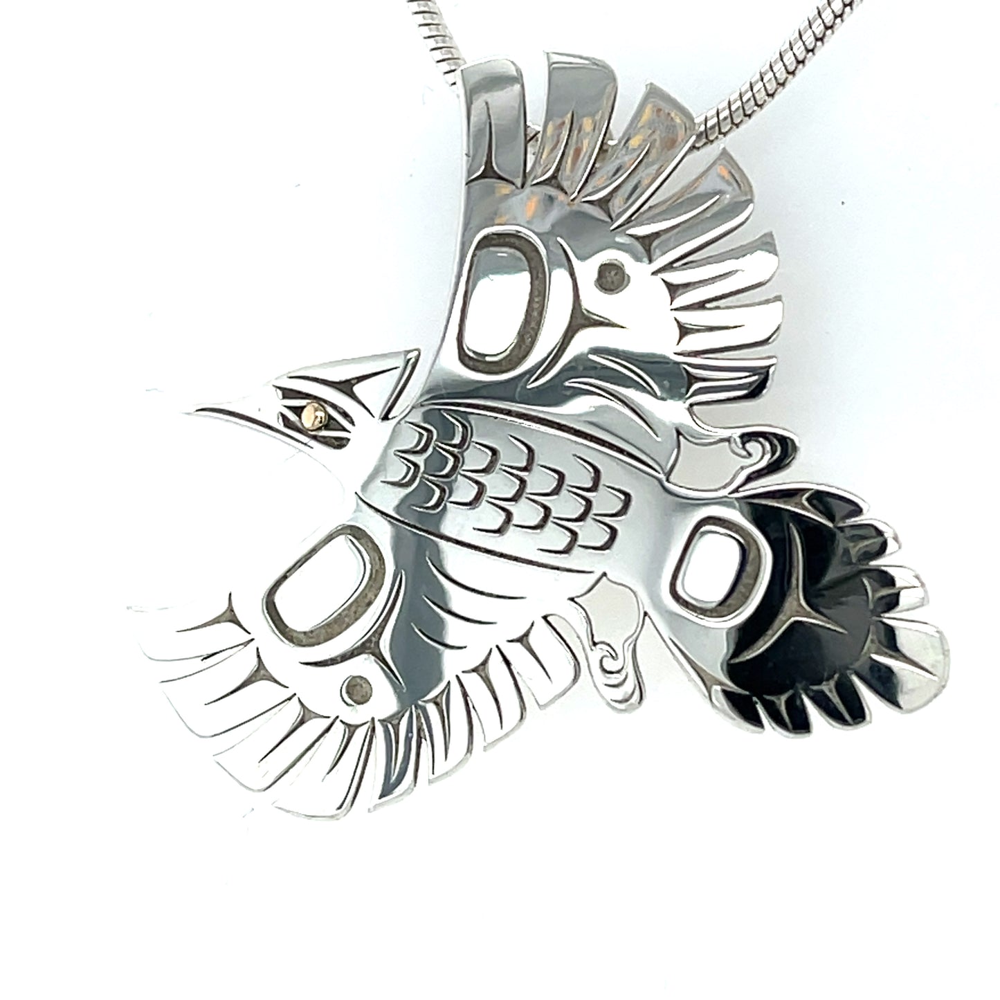 Pendant - Gold & Silver - Cutout - Woodpecker