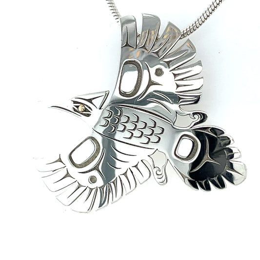 Pendant - Gold & Silver - Cutout - Woodpecker