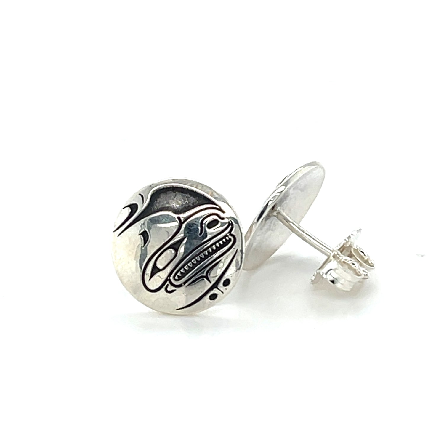 Earrings - Sterling Silver - Studs - Round - Orca