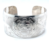 Bracelet - Sterling Silver - 1 1/4" - Eagle, Moon, & Wolf