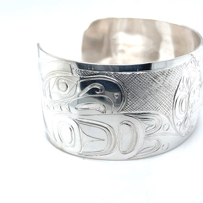 Bracelet - Sterling Silver - 1 1/4" - Eagle, Moon, & Wolf