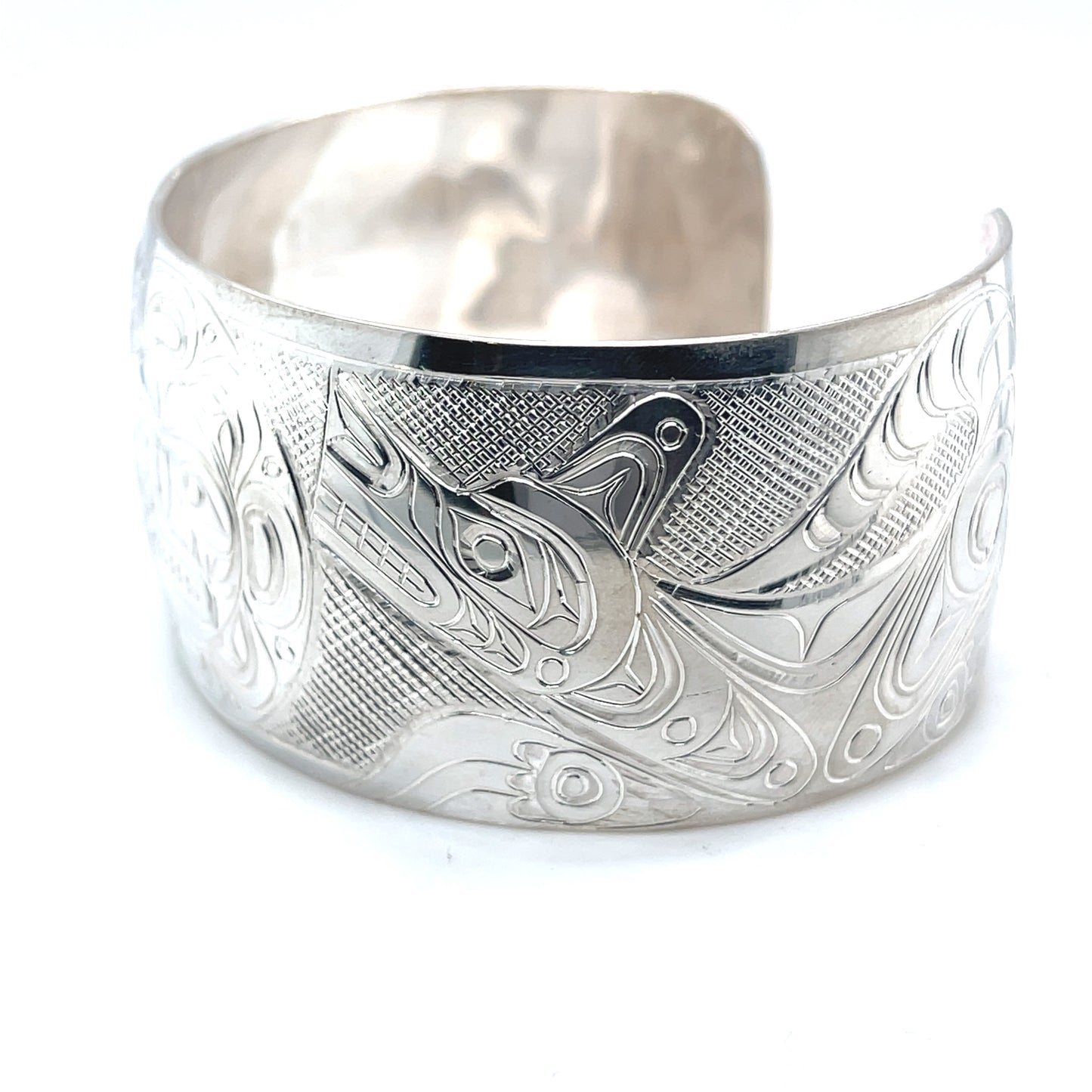 Bracelet - Sterling Silver - 1 1/4" - Eagle, Moon, & Wolf