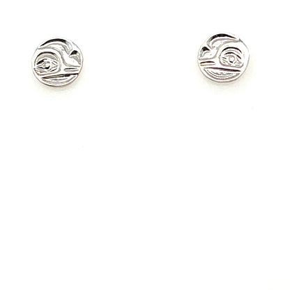 Earrings - Sterling Silver - Cast - Studs - Tiny - Round - Hummingbirds