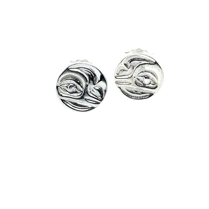 Earrings - Sterling Silver - Cast - Studs - Tiny - Round - Hummingbirds