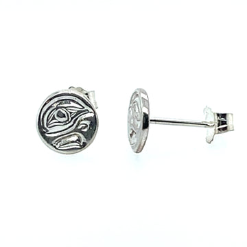 Earrings - Sterling Silver - Studs - Tiny - Round - Eagle
