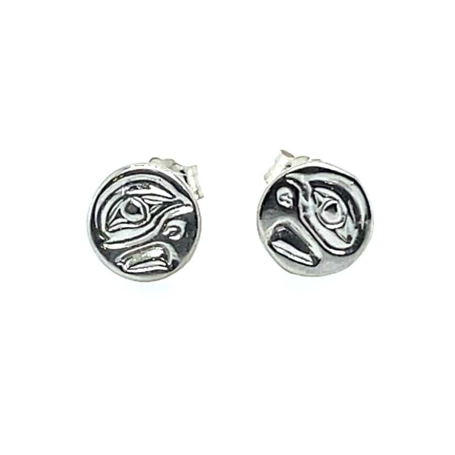Earrings - Sterling Silver - Studs - Tiny - Round - Eagle