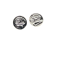 Earrings - Sterling Silver - Studs - Tiny - Round - Raven
