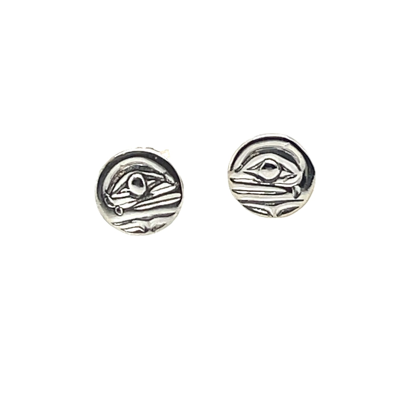 Earrings - Sterling Silver - Cast - Studs - Tiny - Round - Orca