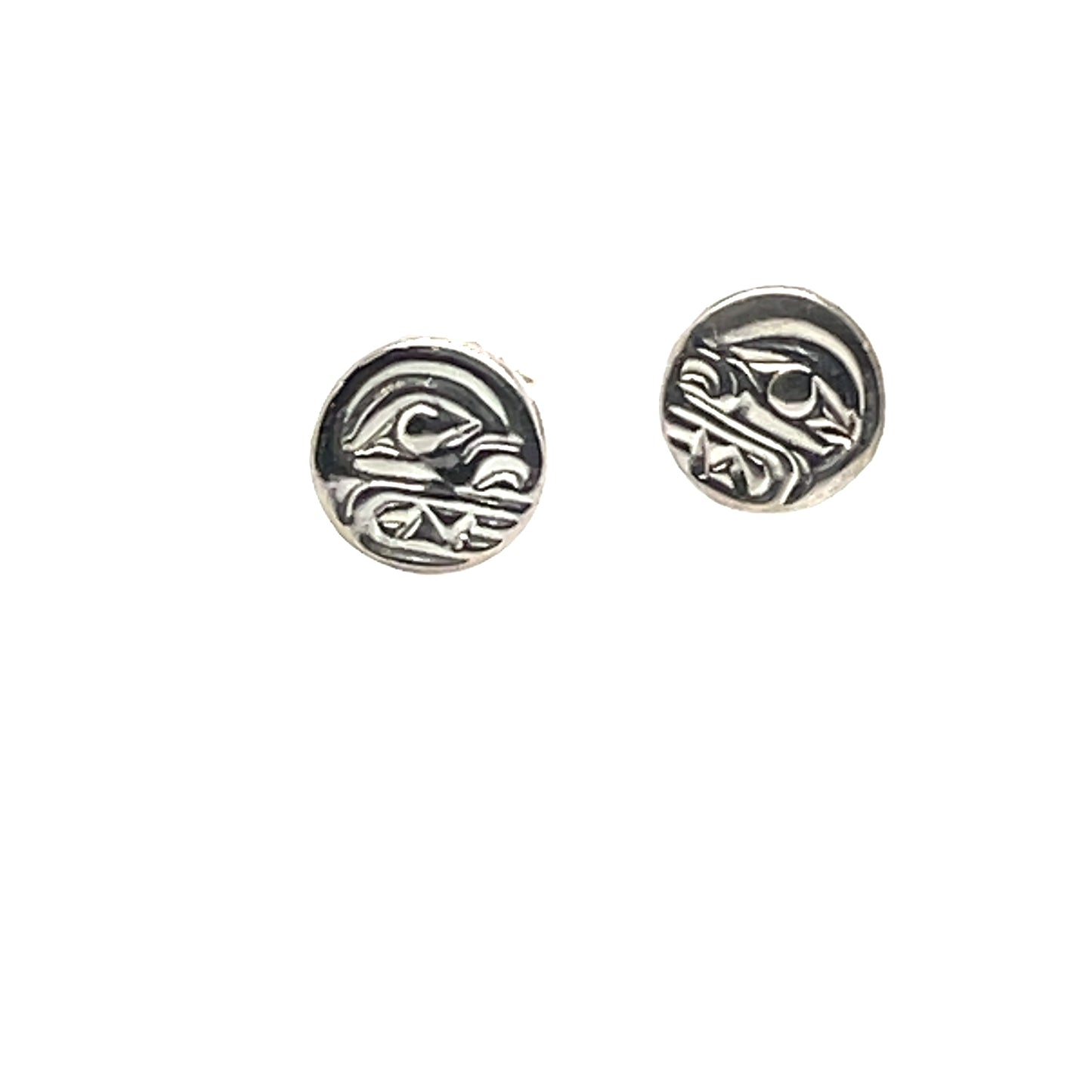 Earrings - Sterling Silver - Cast - Studs - Tiny - Round - Bear