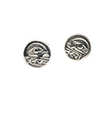 Earrings - Sterling Silver - Cast - Studs - Tiny - Round - Bear