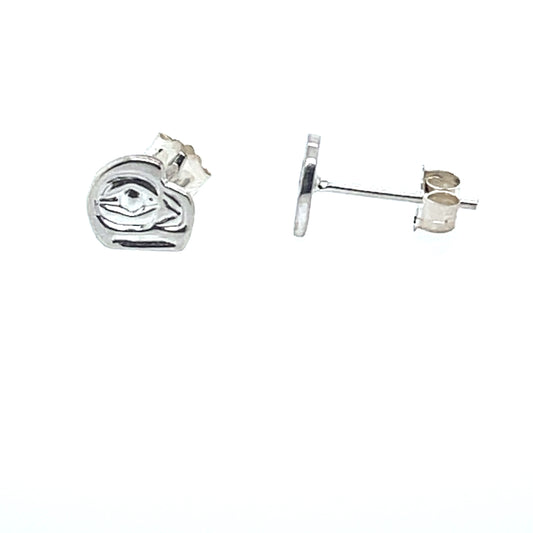 Earrings - Sterling Silver - Cast - Studs - Tiny - Cutout - Raven