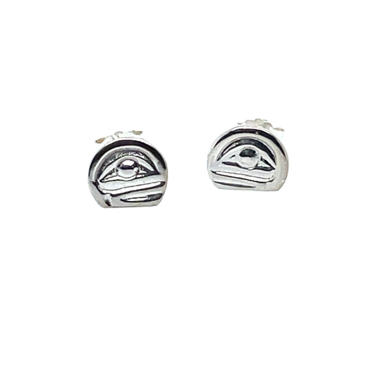 Earrings - Sterling Silver - Cast - Studs - Tiny - Cutout - Orca