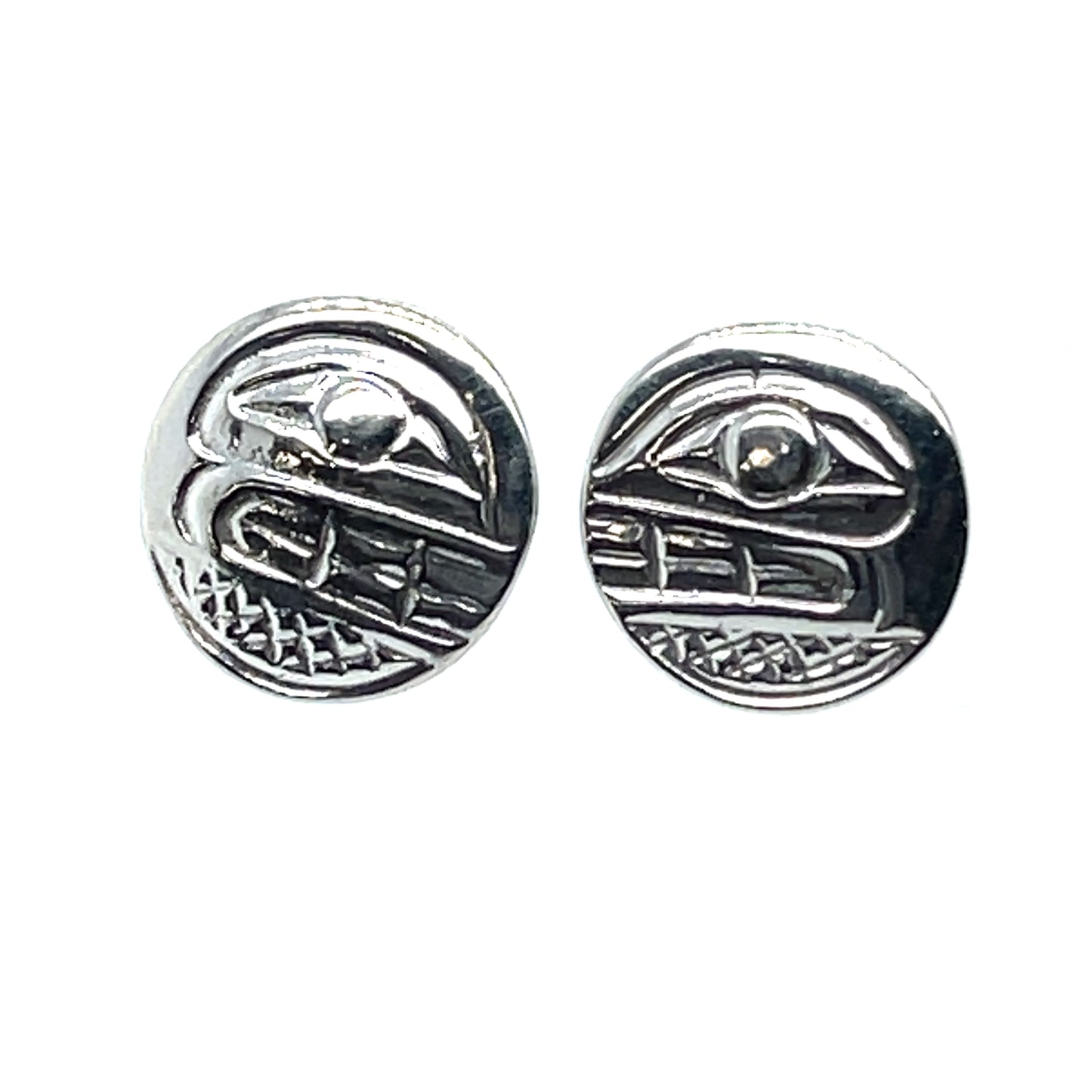 Earrings - Sterling Silver - Cast - Studs - Small - Round - Orca