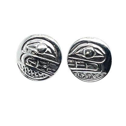 Earrings - Sterling Silver - Cast - Studs - Small - Round - Orca